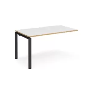 Bench Desk Add On Rectangular Desk 1400mm White/Oak Tops With Black Frames 800mm Depth Adapt
