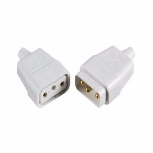 KnightsBridge 10A 3 Pin Plug In Rubber Cable Connector - White