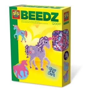 SES Creative - Childrens Beedz Unicorn Fantasy Horses Glow-in-the-Dark Iron-on Beads 5-12 Years (Multi-colour)