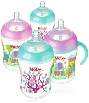 Nubys Natural Touch 270ml Anti Colic Bottles 4 Pack Girl