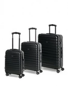 Rock Luggage Chicago 8-Wheel Suitcases - 3 Piece Set - Black