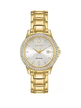 Citizen Eco-Drive Ladies Silhouette Crystal Gold-Tone Watch, Gold, Women