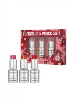 Benefit Pucker Up & Peace Out Moisturising Lip Balm Trio Set (Worth &pound;27.75), One Colour, Women