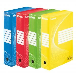 Esselte Standard Archiving Box, A4, 80mm - Assorted Colours Pack of 10