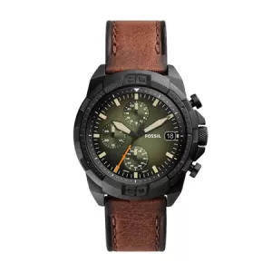 Fossil Mens Bronson Chronograph Luggage Leather Watch - Brown