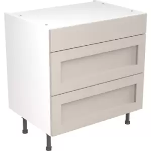 Kitchen Kit Flatpack Shaker Kitchen Cabinet Base 3 Drawer Unit Ultra Matt 800mm in Light Grey MFC