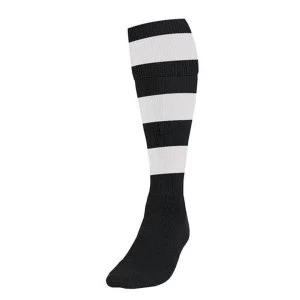 Precision Hooped Football Socks Large Boys Black/White