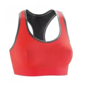Spiro Womens/Ladies Fitness Cool Compression Sports Bra (M/L) (Hot Coral/Phantom Grey)