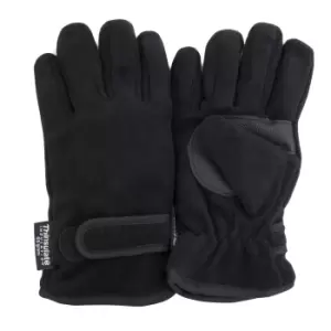FLOSO Childrens/Kids Thermal Thinsulate Fleece Gloves With Palm Grip (3M 40g) (6/7 Yrs) (Black)