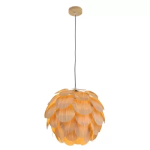 Finn Spherical Pendant Ceiling Light Transparent Plastic, Wood Blank