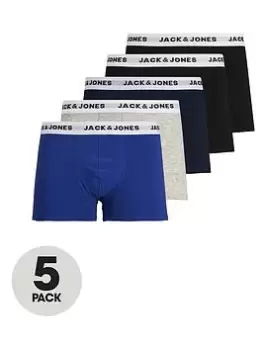 Jack & Jones 5 Pack Trunks, Black/Blue/Grey Size M Men