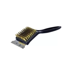 Kingfisher BBQ Brass Cleaning Brush with Metal Scraper