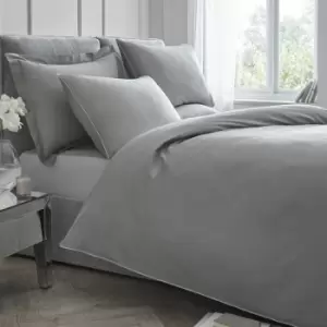 100% Cotton Percale 200 Thread Count Duvet Cover Set, Slate, Single - Appletree