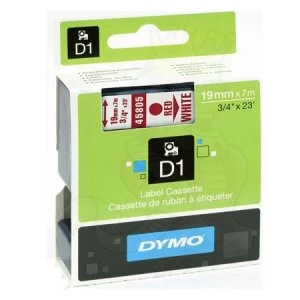 Dymo 45805 Red On White Label Tape 19mm x 7m