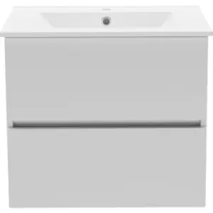 Atlanta Double Drawer Wall Hung Basin Unit With Basin Pearl 600mm in Grey MFC