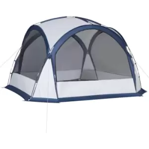 Dome Tent for 6-8 Person Camping Tent w/ Zipped Mesh Doors Lamp Hook - White - Outsunny