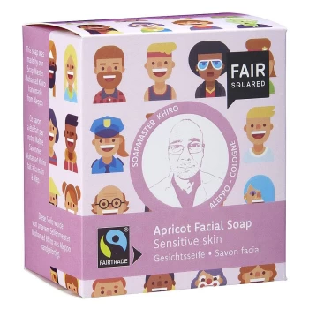 FAIR SQUARED Facial Soap (Apricot) - Sensitive Skin (includes cotton soap bag) 2 x 80g