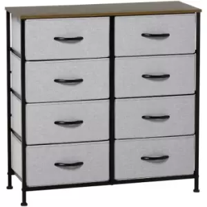 8 Drawer Fabric Chest of Drawers w/ Wooden Top for Closet Hallway Grey - Grey - Homcom