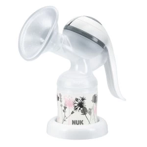 NUK Jolie Manual Portable Breast Pump with 150ml Milk Container & Feeding Nipple - White & Grey
