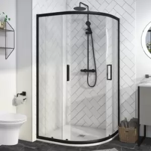 1200 x 900mm Black Offset Quadrant Shower Enclosure - Pavo