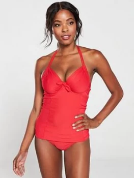 Pour Moi Bali Adjustable Halter Underwired Tankini Top - Red, Size 38G, Women