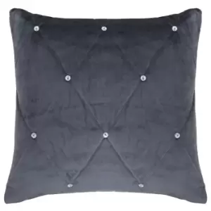New Diamante Embellished Cushion Pewter, Pewter / 45 x 45cm / Cover Only