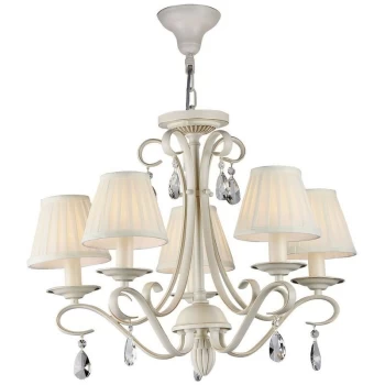 Maytoni Lighting - Brionia Chandelier Beige with Pleated Satin Shades, 5 Light, E14
