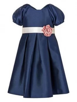 Monsoon Baby Girls S.E.W. Puff Sleeve Duchess Twill Dress - Navy, Size 18-24 Months