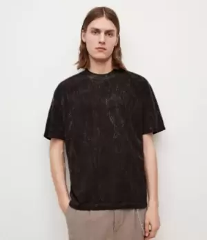 AllSaints Mens Max Organic Cotton T-Shirt, Jet Black, Size: XS