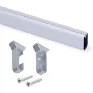 Wardrobe Rail Oval Aluminium Hanging with End Support - Size 500mm