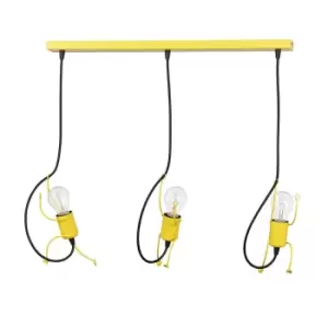 Bobi Yellow Bar Pendant Ceiling Light 3x E27