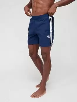 adidas Originals 3 Stripe Swim Shorts - Indigo, Size S, Men