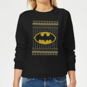 DC Batman Knit Womens Christmas Sweatshirt - Black - XS