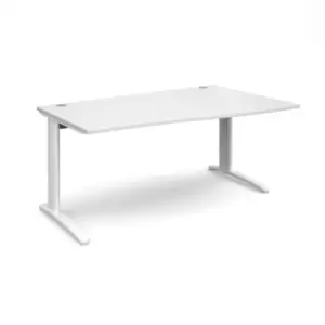 Office Desk Right Hand Wave Desk 1600mm White Top With White Frame TR10