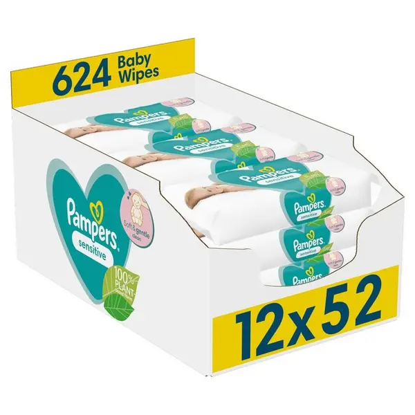 Pampers Sensitive 12x52 Wet Wipes