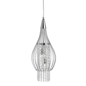 Rocket 2 Light Ceiling Pendant Chrome with Glass Crystals, G9