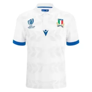 Macron Italy Rugby Away Polo Shirt 2023 2024 Adults - White
