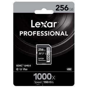 256GB Lexar Professional 1000X UHS-2 Class 10 SDXC Card
