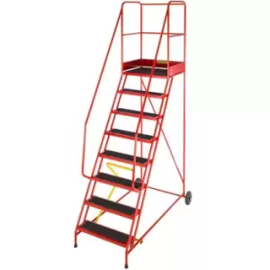 8 Tread HEAVY DUTY Mobile Warehouse Stairs Anti Slip Steps 2.8m Safety Ladder