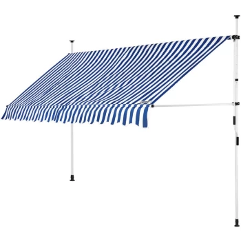 Clamp Awning Telescopic Balcony Canopy 150 - 400cm Retractable Sunshade Blau/Weiß (de), 400cm (de)