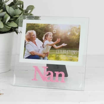 4" x 6" - Glass Pink Glitter Photo Frame - Nan