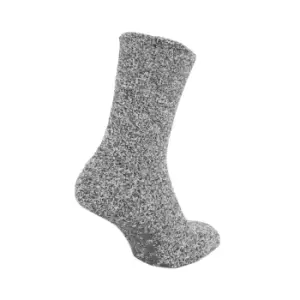 FLOSO Kids Warm Slipper Socks With Rubber Non Slip Grip (UK Child 12-3.5) (Grey)