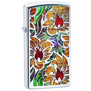 Zippo Fusion Floral Design High Polish Chrome Windproof Lighter