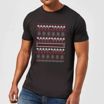 Star Wars On The Naughty List Pattern Mens Christmas T-Shirt - Black - 3XL - Black