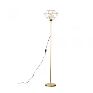 Charlie Gold Stemmed Floor Lamp With Gold Trillian Geometric Shade