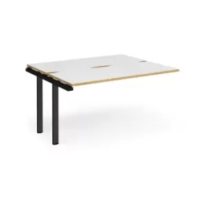 Bench Desk Add On Rectangular Desk 1400mm With Sliding Tops White/Oak Tops With Black Frames 1200mm Depth Adapt