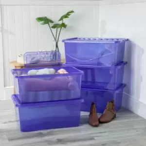 Wham Tint Blue 45L Crystal Box and Lid Set of 5 - wilko