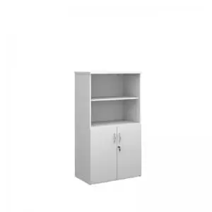 Duo combination unit with open top 1440mm high with 3 shelves - white
