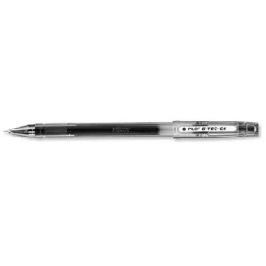 Pilot G Tec C4 Gel Rollerball Pen Micro 0.4mm Tip 0.2mm Line Black Pack of 12 Pens