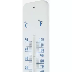 Homescapes - Silver Metal Wall Thermometer, 45cm - White - White - White